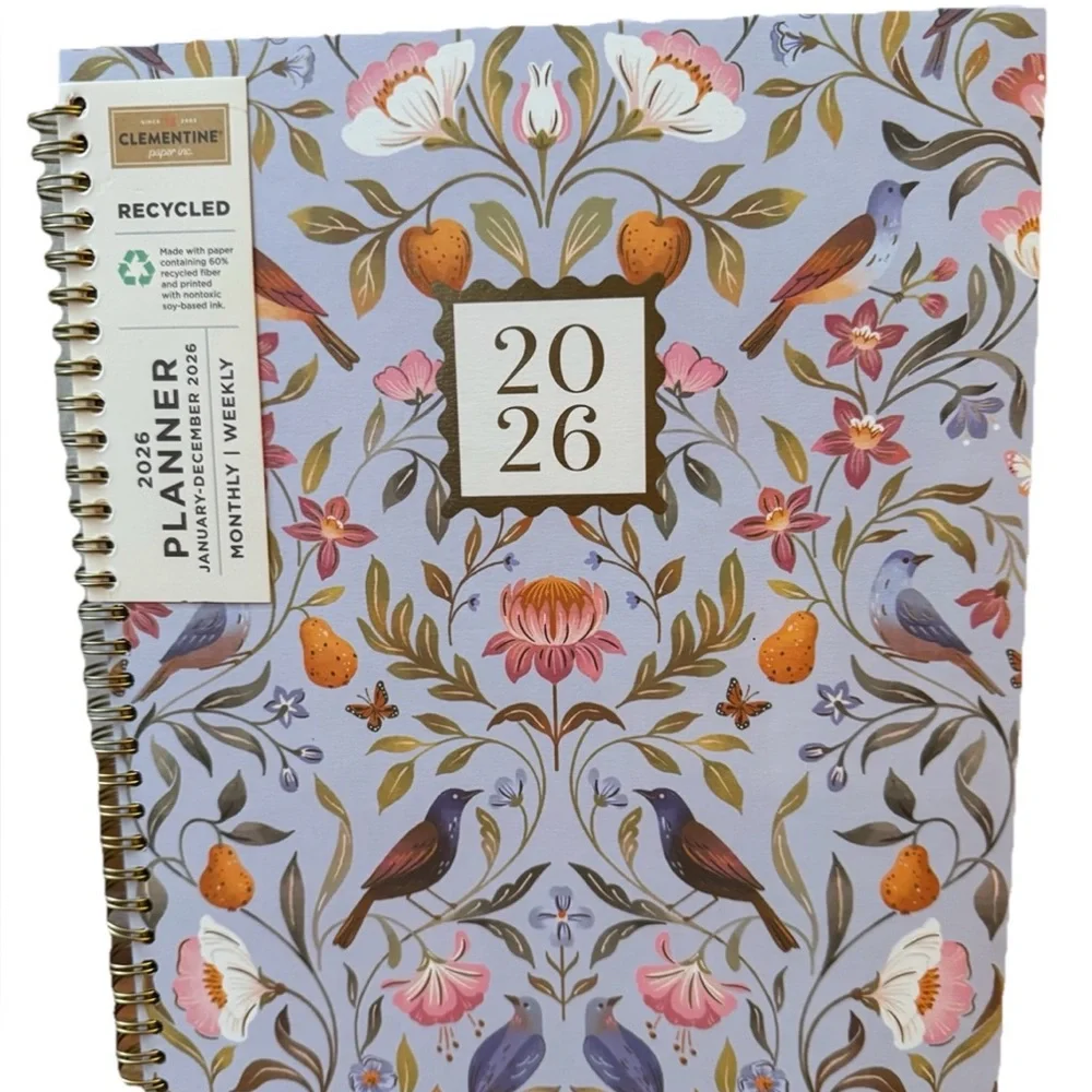 Clementine Paper inc 12-month Large Size Planner  Floral Jan- Dec 2026 Hard